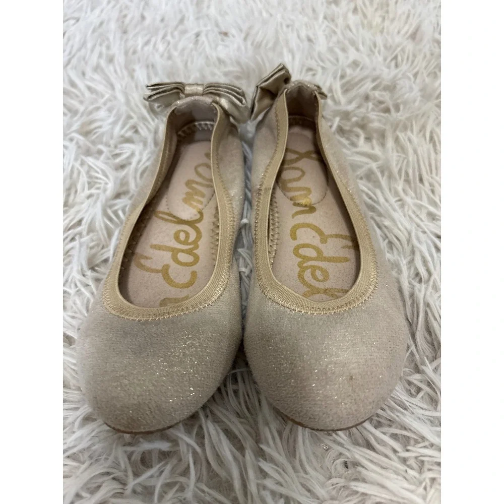 Sam‎ Edelman Kids Felicia Esmerelda Gold Glitter Ballet Flats Shoes Size 12